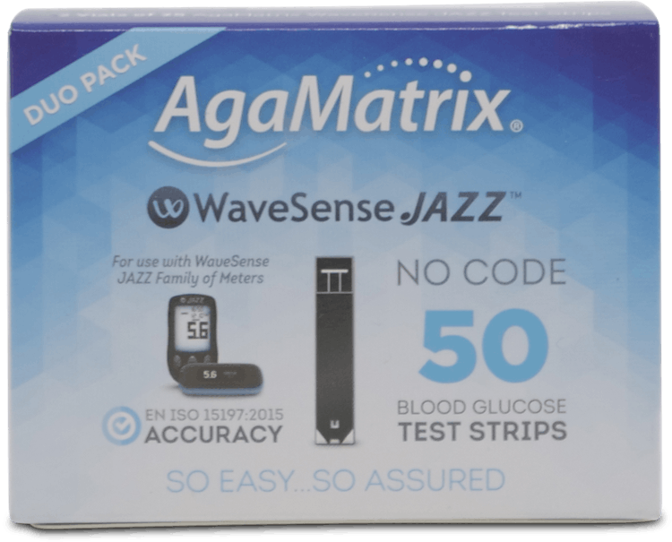 AgaMatrix WaveSense Jazz Blood Glucose Test Strips 50 Pack