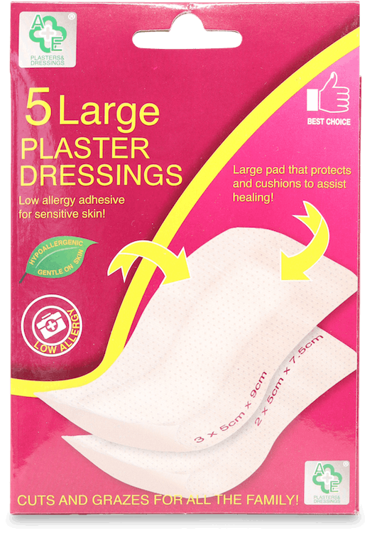 A+E Large Plaster Dressings 5 Pack