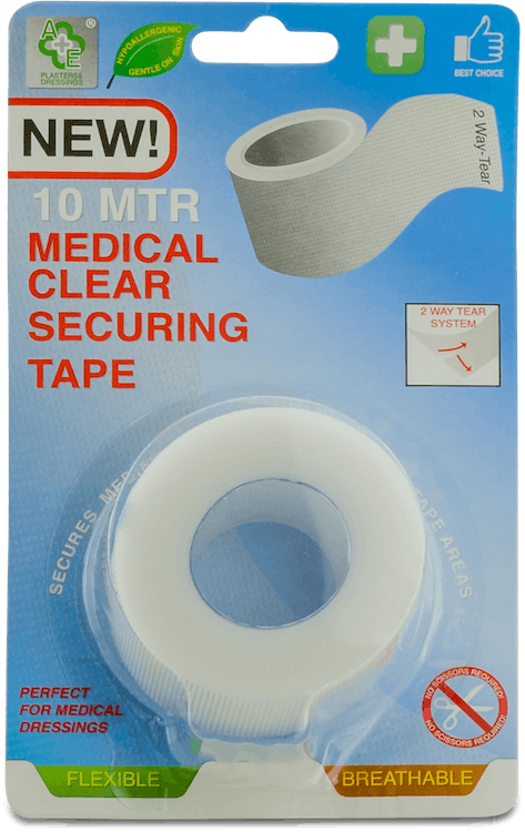 A+E Medical Clear Securing Tape 2.5cm x 10m