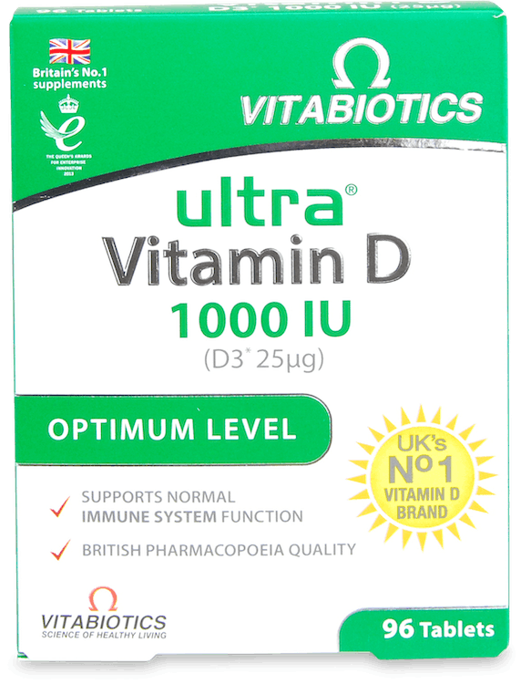 Vitabiotics Ultra Vitamin D 1000IU Optimum Level 96 Tablets