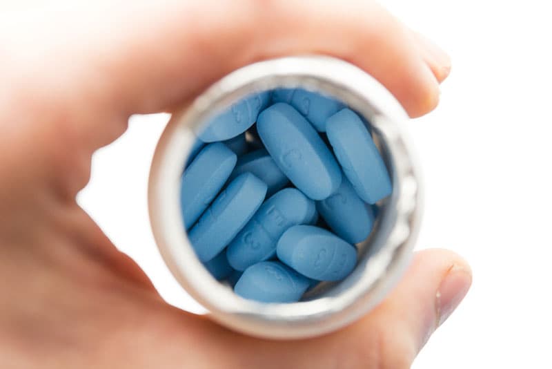 A jar of Viagra tablets