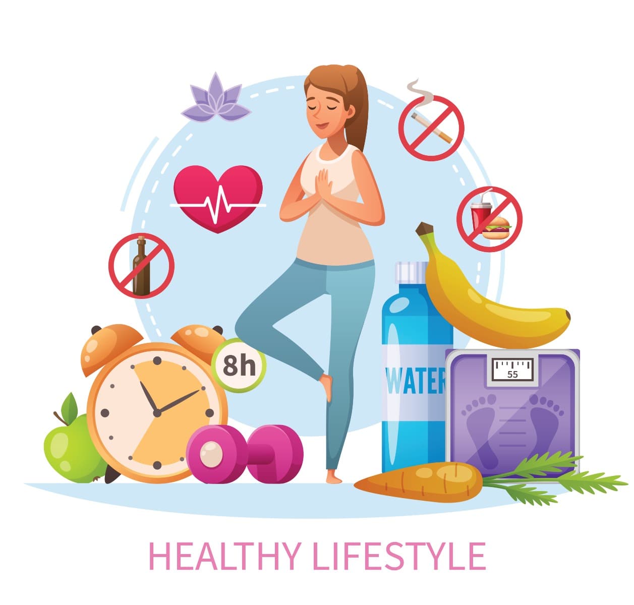 Illustration of a lady living a healthy lifestyle