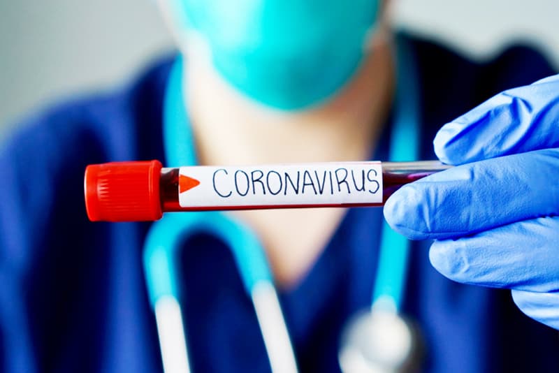 Coronavirus in a lab test tube