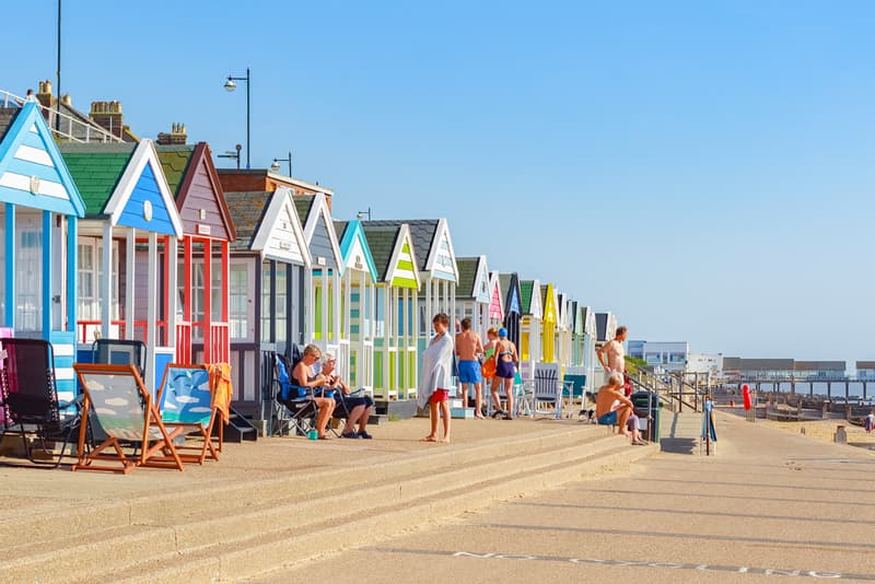 A set of beach houses on a sunny day