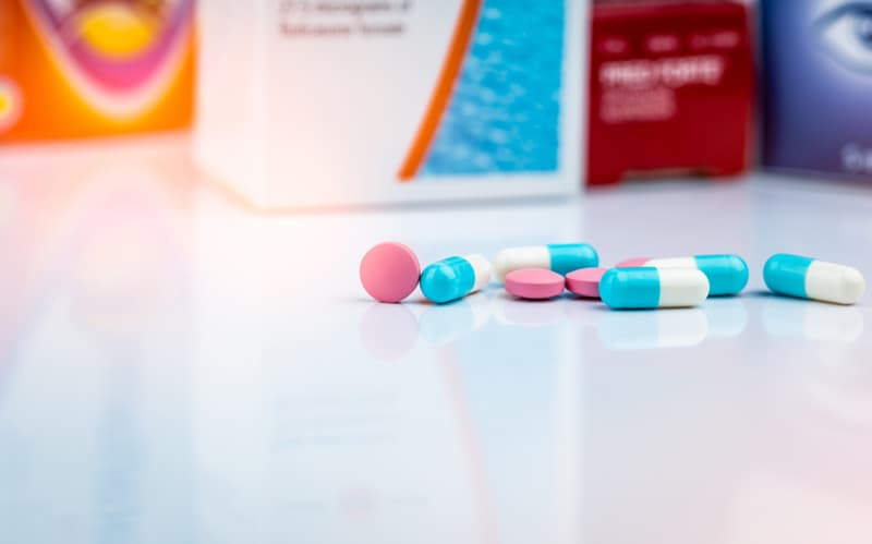Multiple codeine tablets on a table