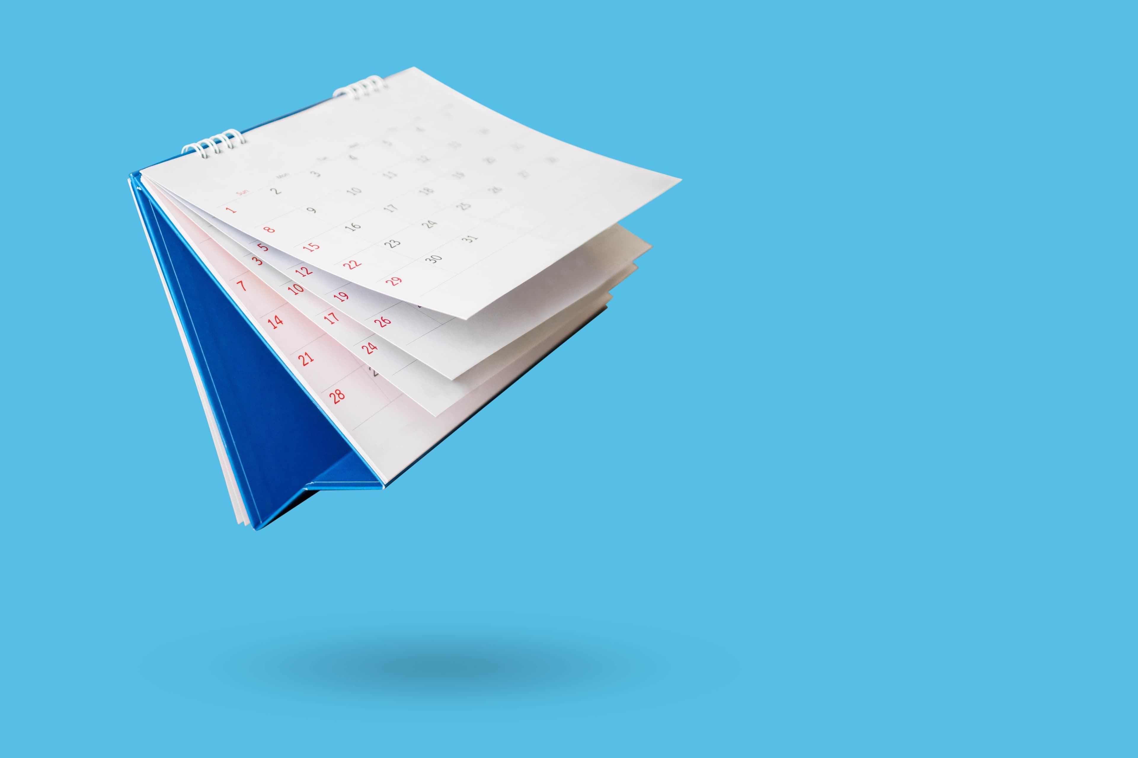 A calendar that is partially opened