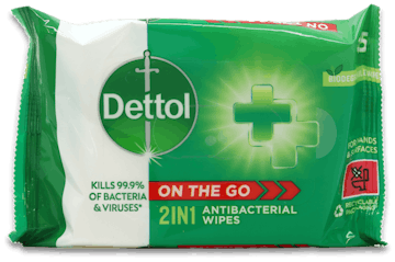 Dettol 2-In-1 Wipes 15 Pack