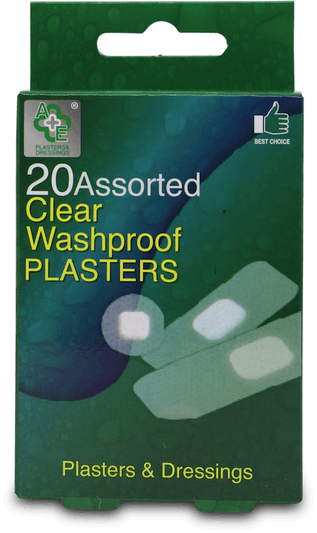 A+E Assorted Clear Washproof Plasters 20 Pack