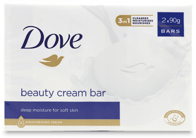 Dove Original 3-in-1 Beauty Cream Bar 90g x 2 Pack