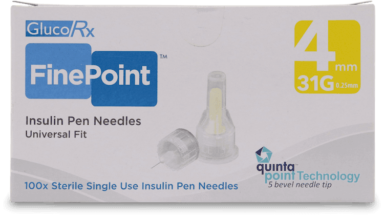GlucoRx FinePoint Ultra 31G 4mm 100 Pack